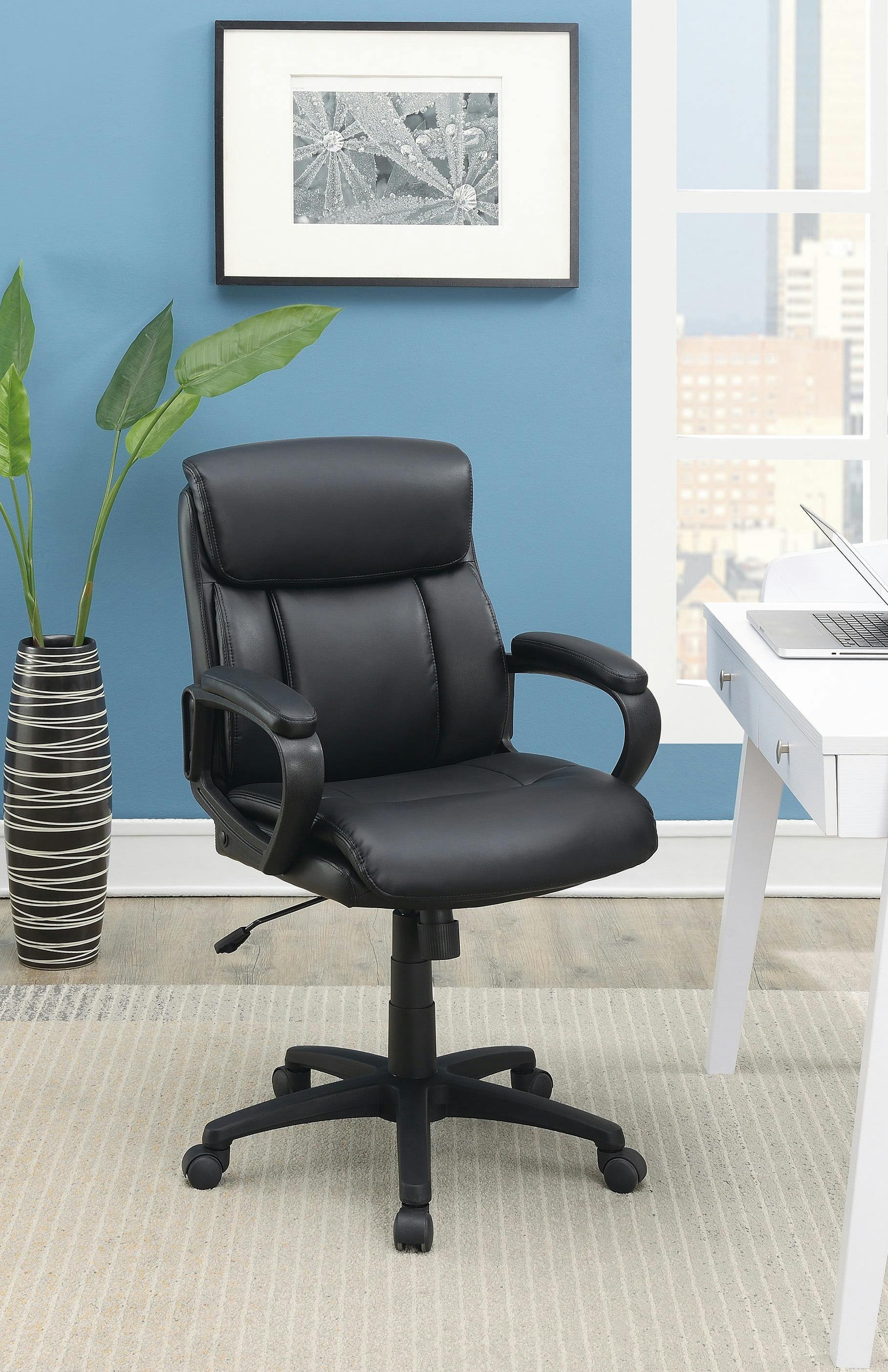 Executive High-Back Black Leather Swivel Office Chair