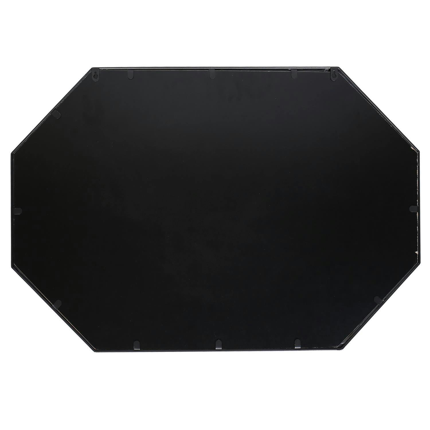 Modern Black Powder-Coated Iron Stretched Octagon Wall Mirror