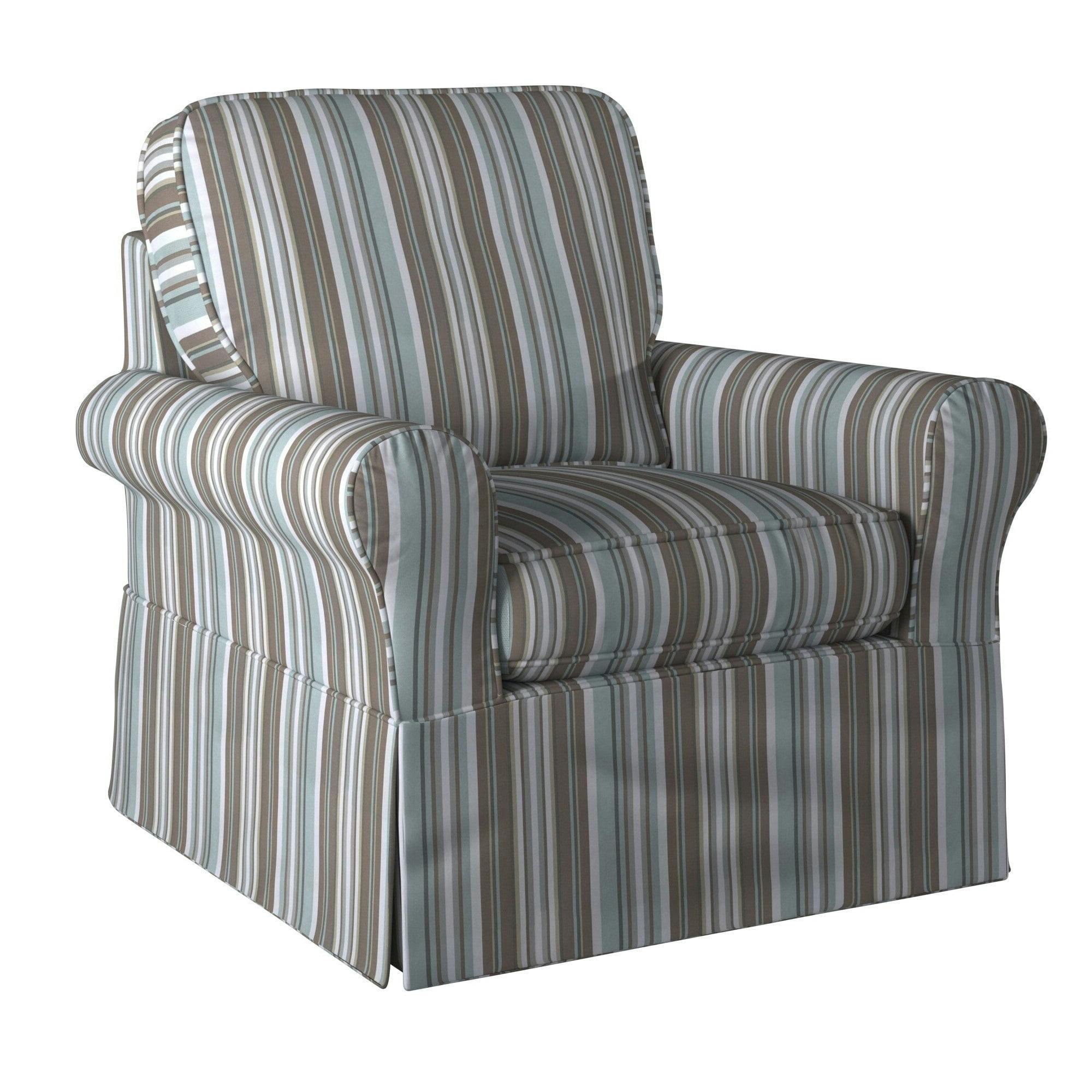 Coastal Blue Striped Slipcover for Traditional Rocker Chair