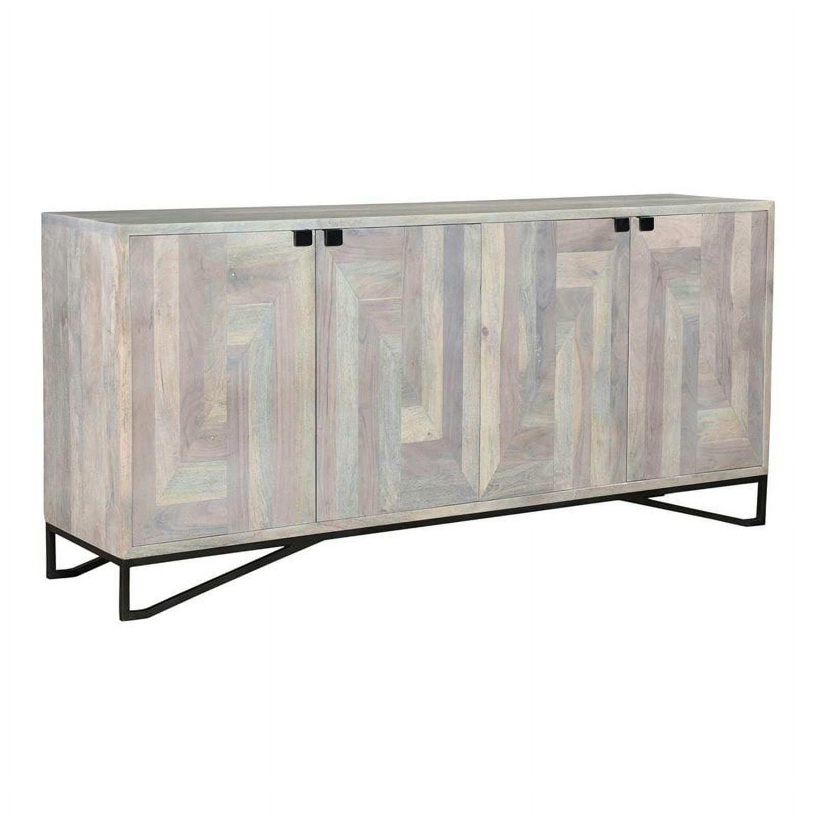 Maliyah Soft White 82" Modern Acacia & Mango Wood Sideboard