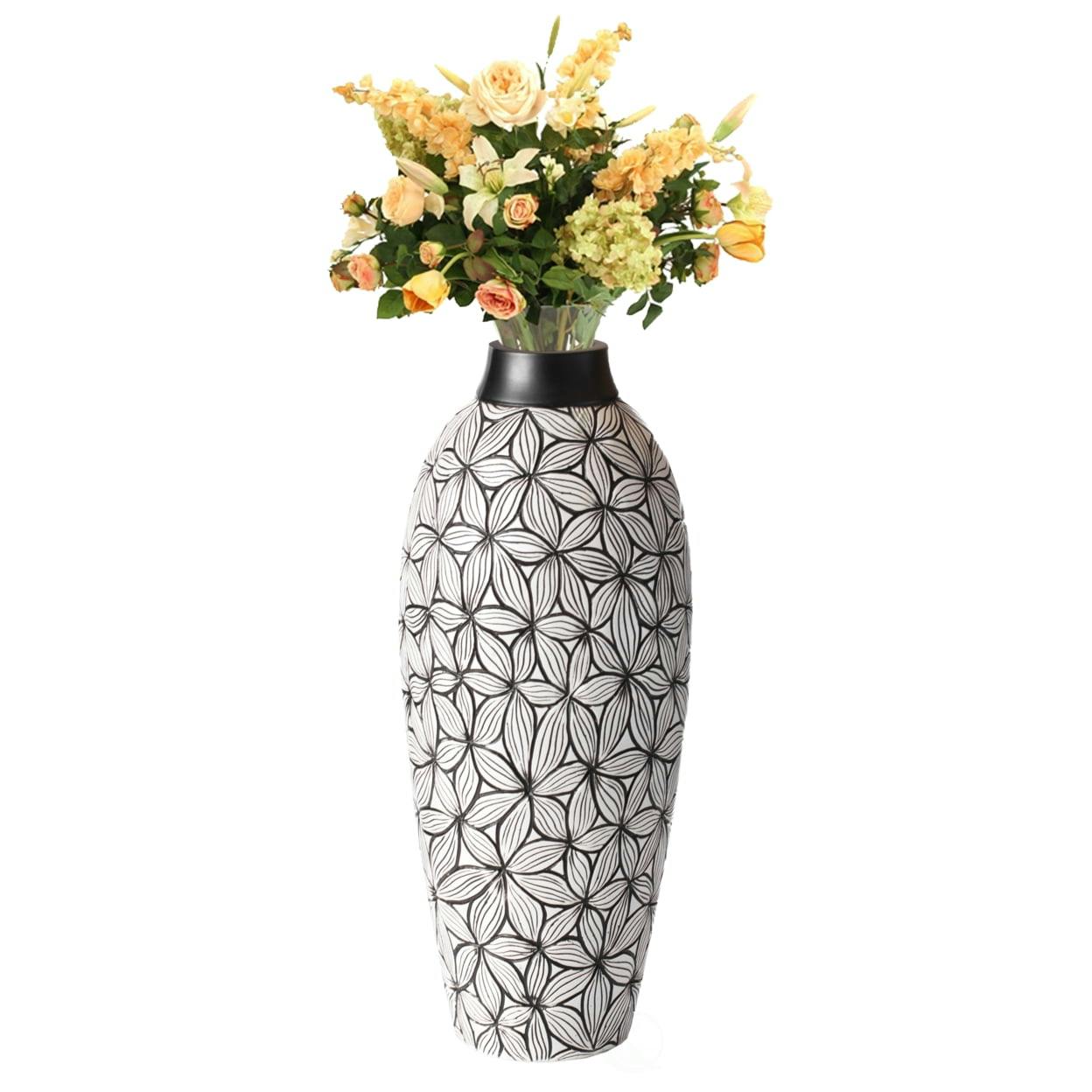 Elegant White Ceramic 17" Bouquet Vase for Modern Home Decor