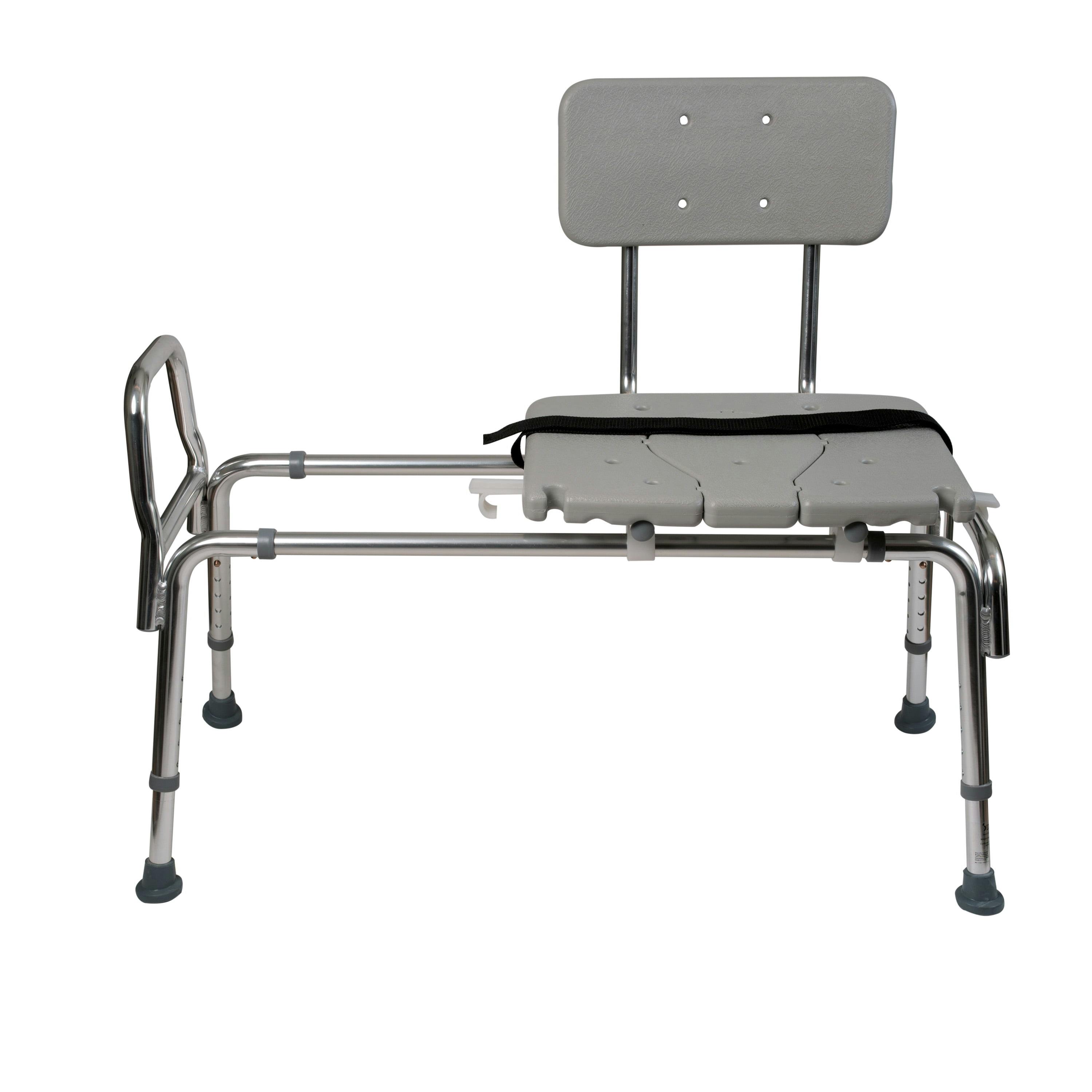 Adjustable Height Gray Plastic Transfer Bench with Nylon Strap