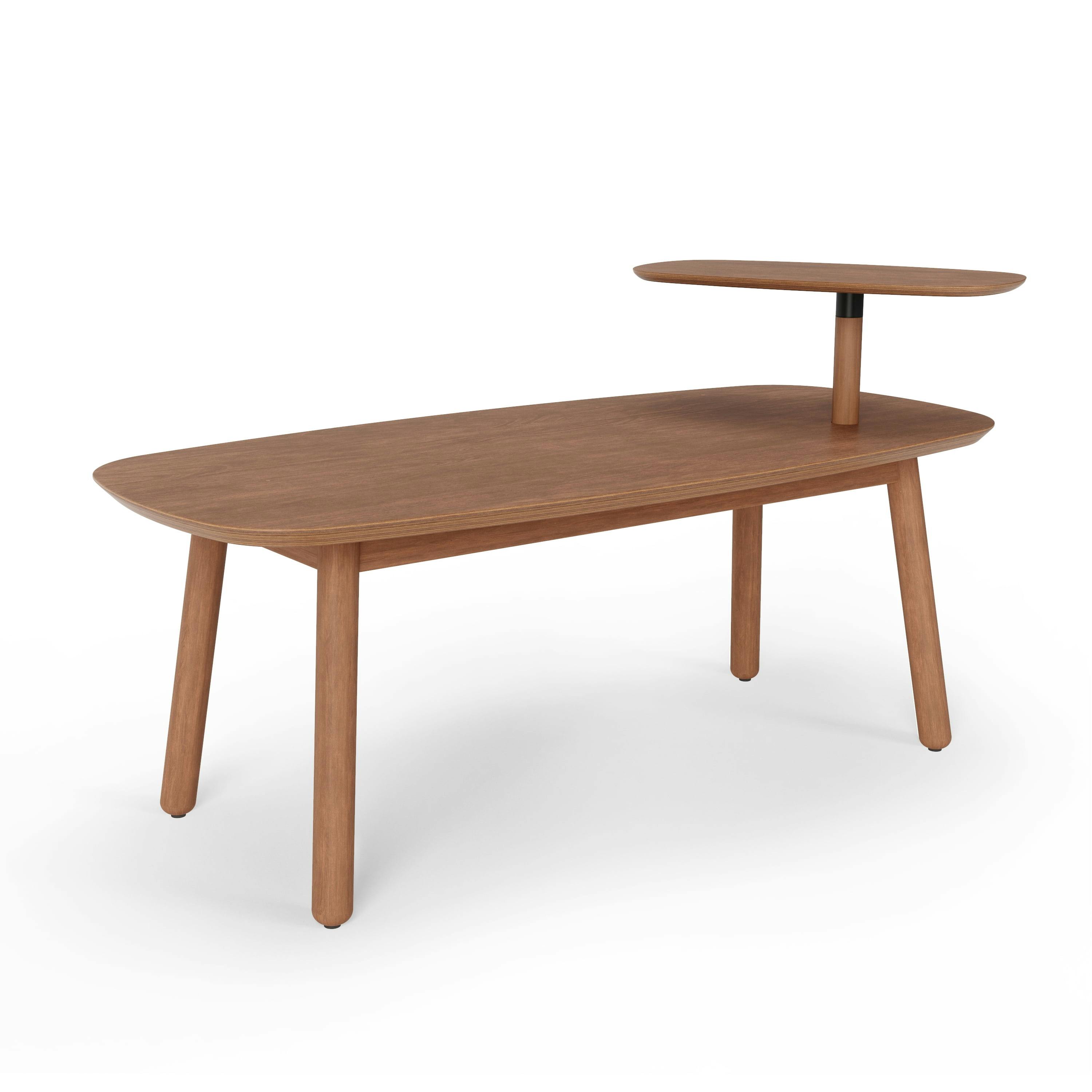 Swivo Light Walnut Oval Wood Coffee Table with Swivelling Top Tier