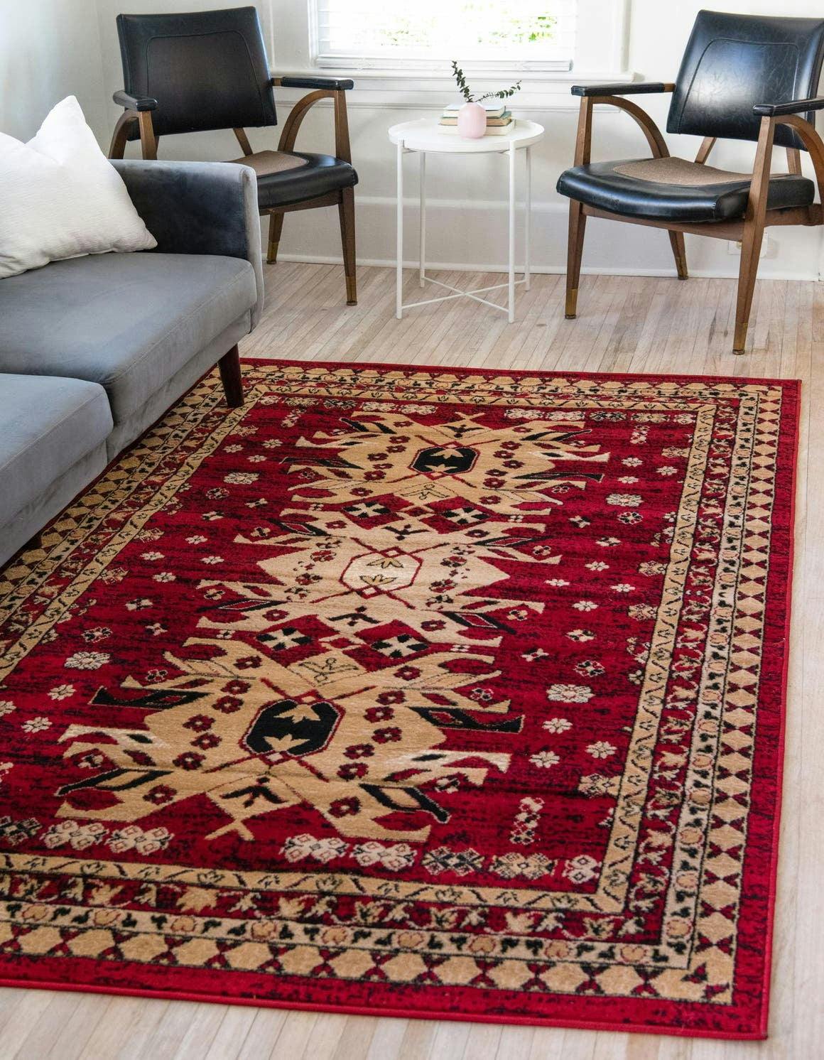 Red Synthetic Easy-Care 8' x 10' Rectangular Area Rug