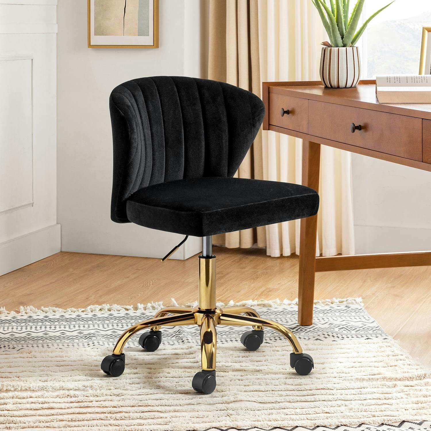 ErgoSwivel Black Fabric and Metal Adjustable Task Chair