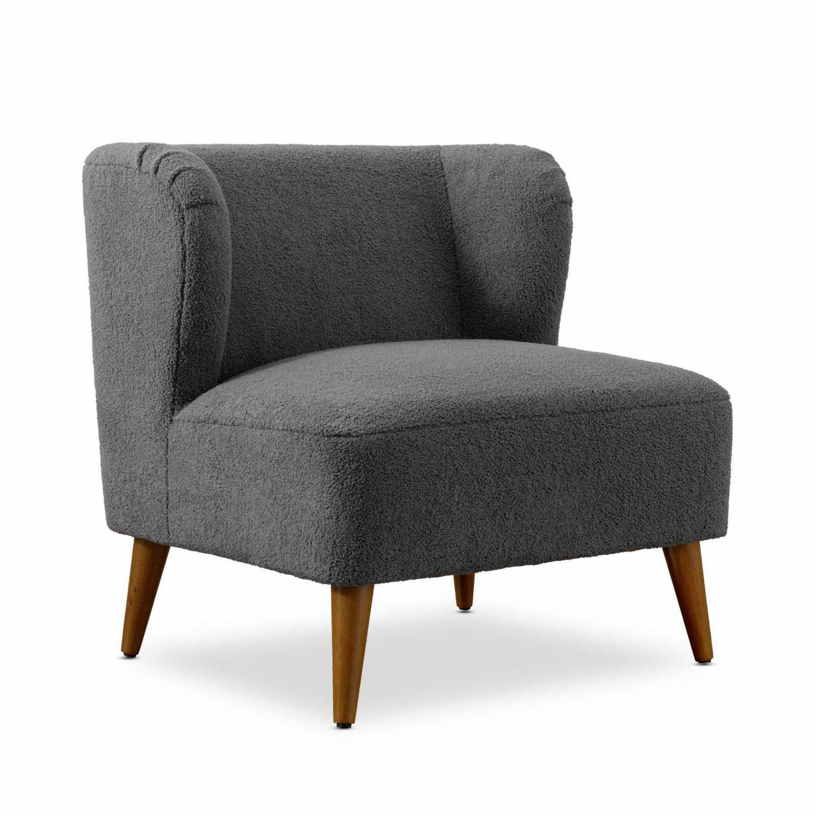 Vesper Gray Textured Boucle Transitional Armless Accent Chair