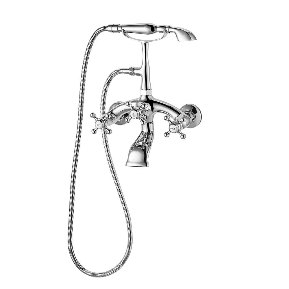 Juniper Sleek Chrome 14" Wall-Mount Tub Faucet with Handheld Shower