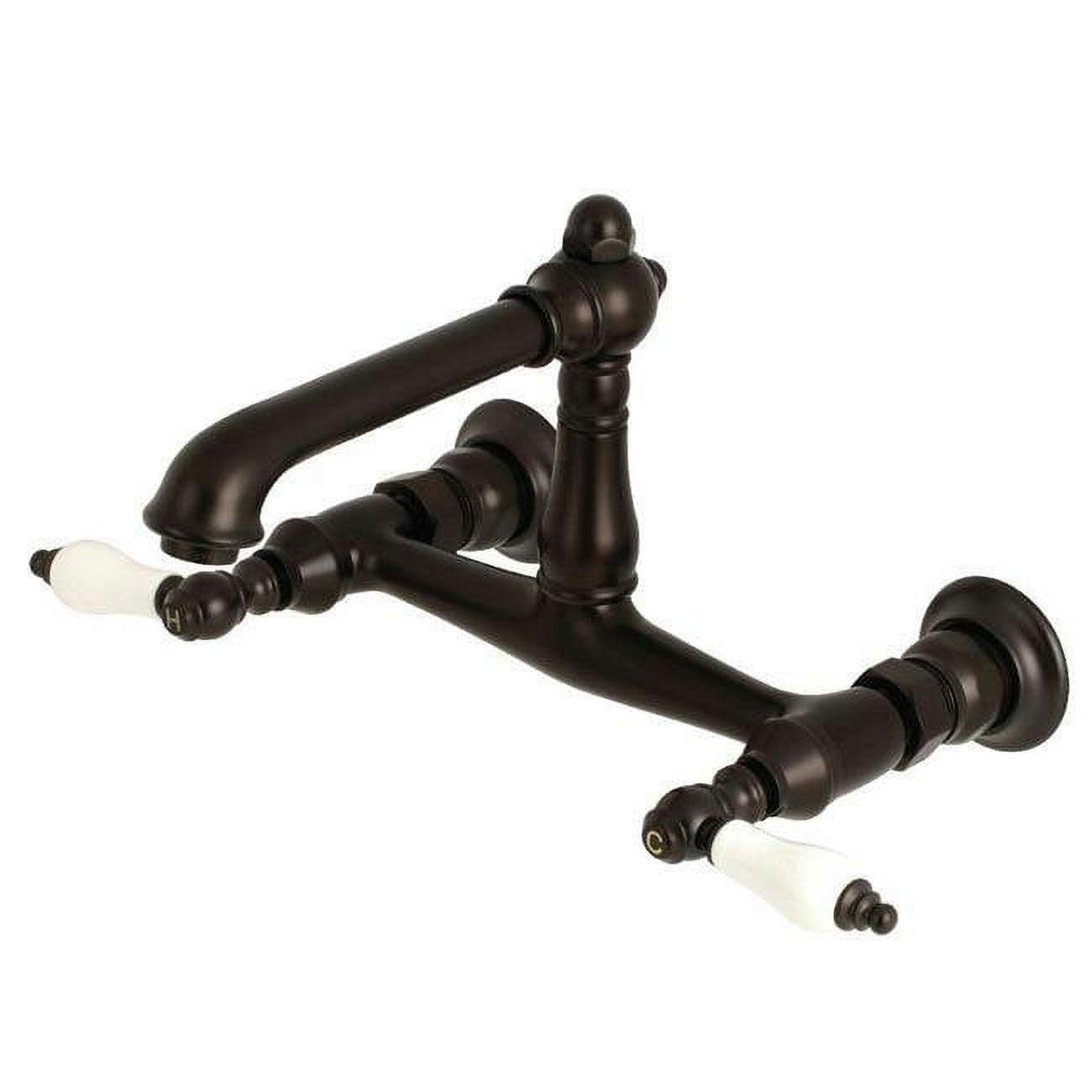 English Country Elegance Wall-Mounted Bathroom Faucet in Oil Rubbed Bronze