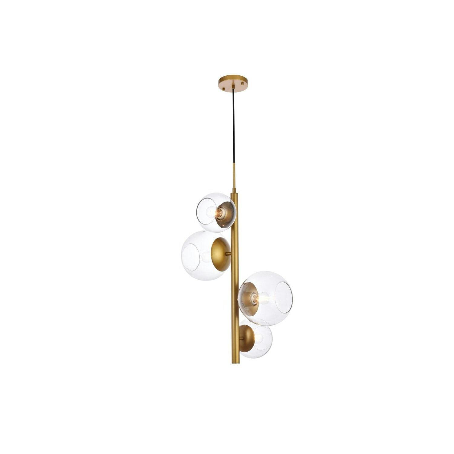 Elegant Brass Globe Pendant with Clear Glass Shade