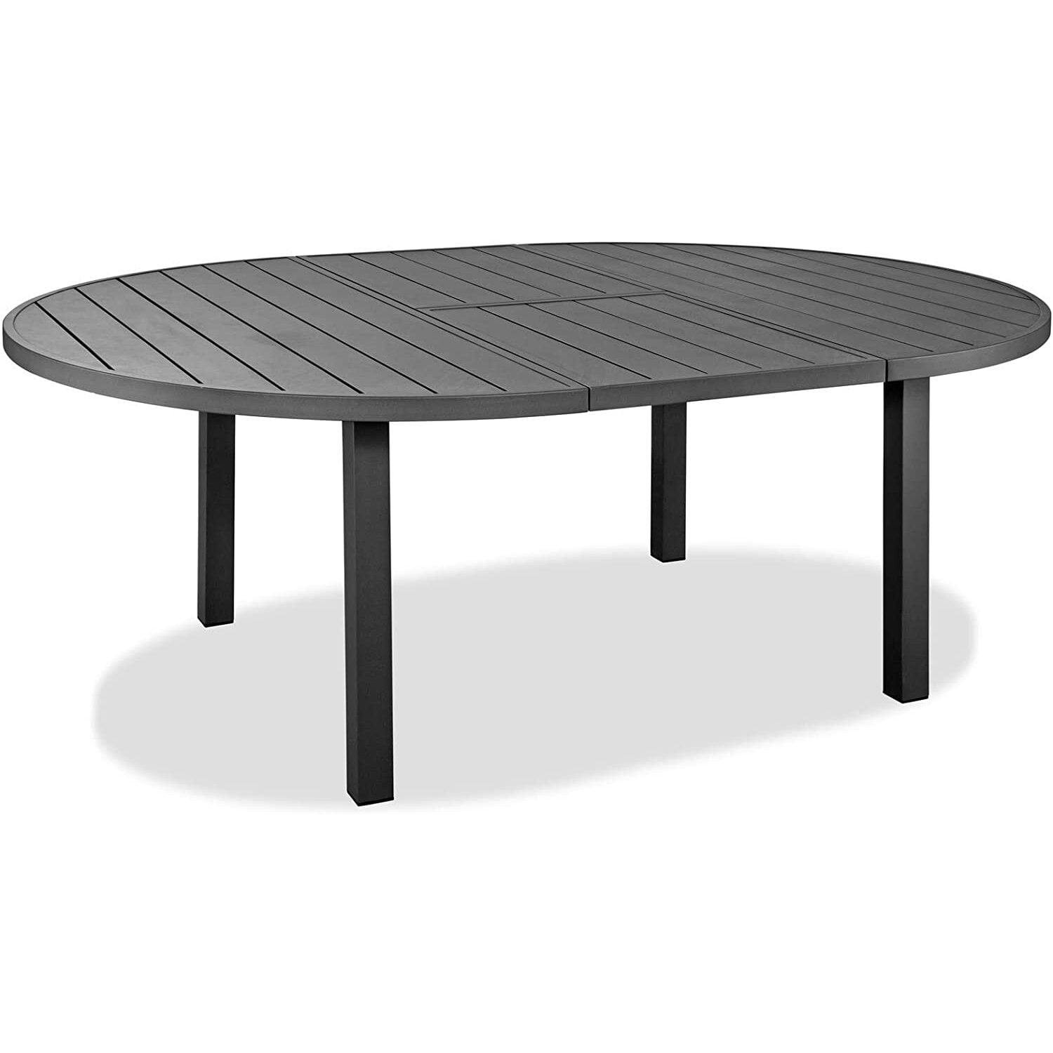 Aloha Transitional Grey Aluminum Extendable Oval Dining Table