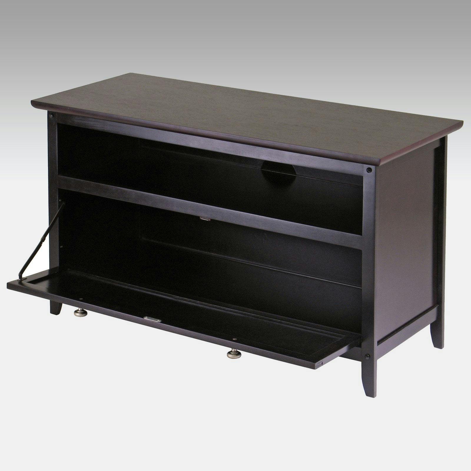 Espresso Transitional 36" TV Stand with Cabinet and Open Shelf