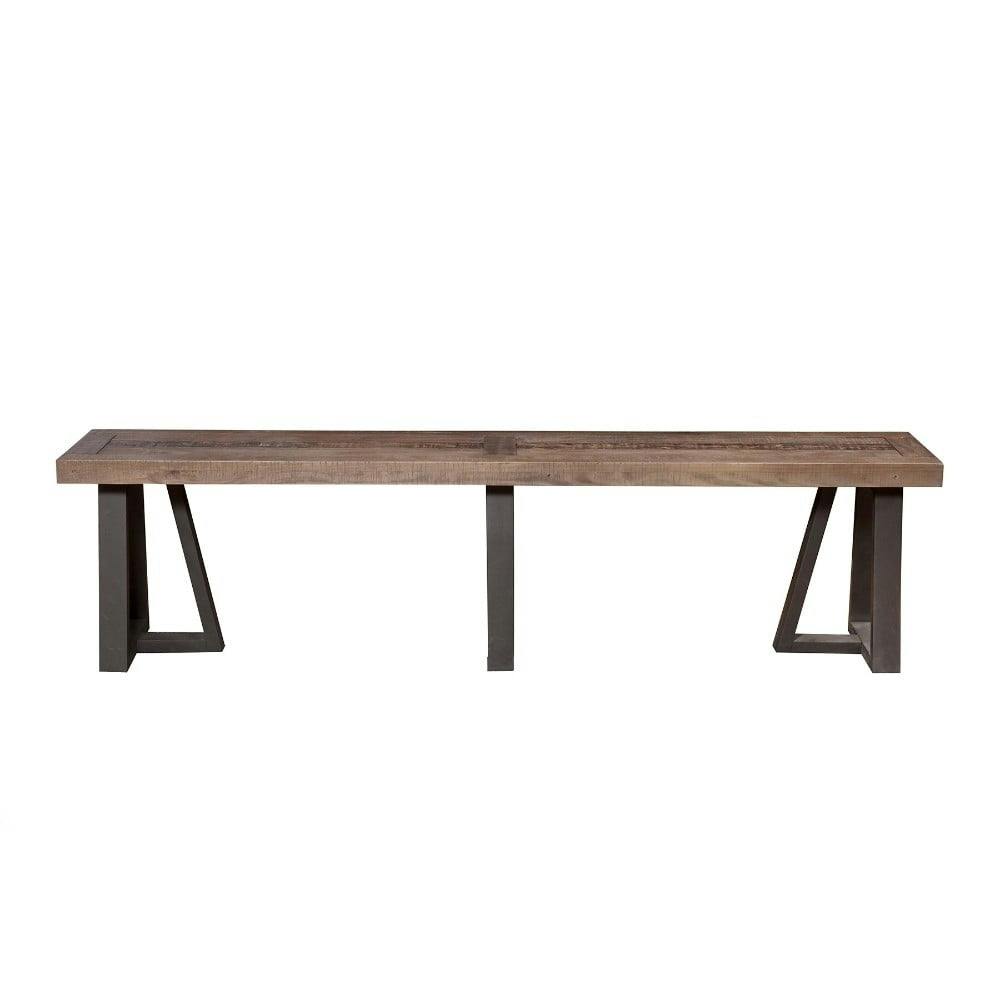 Alpine Prairie 75'' Reclaimed Natural and Black Pine Dining Bench