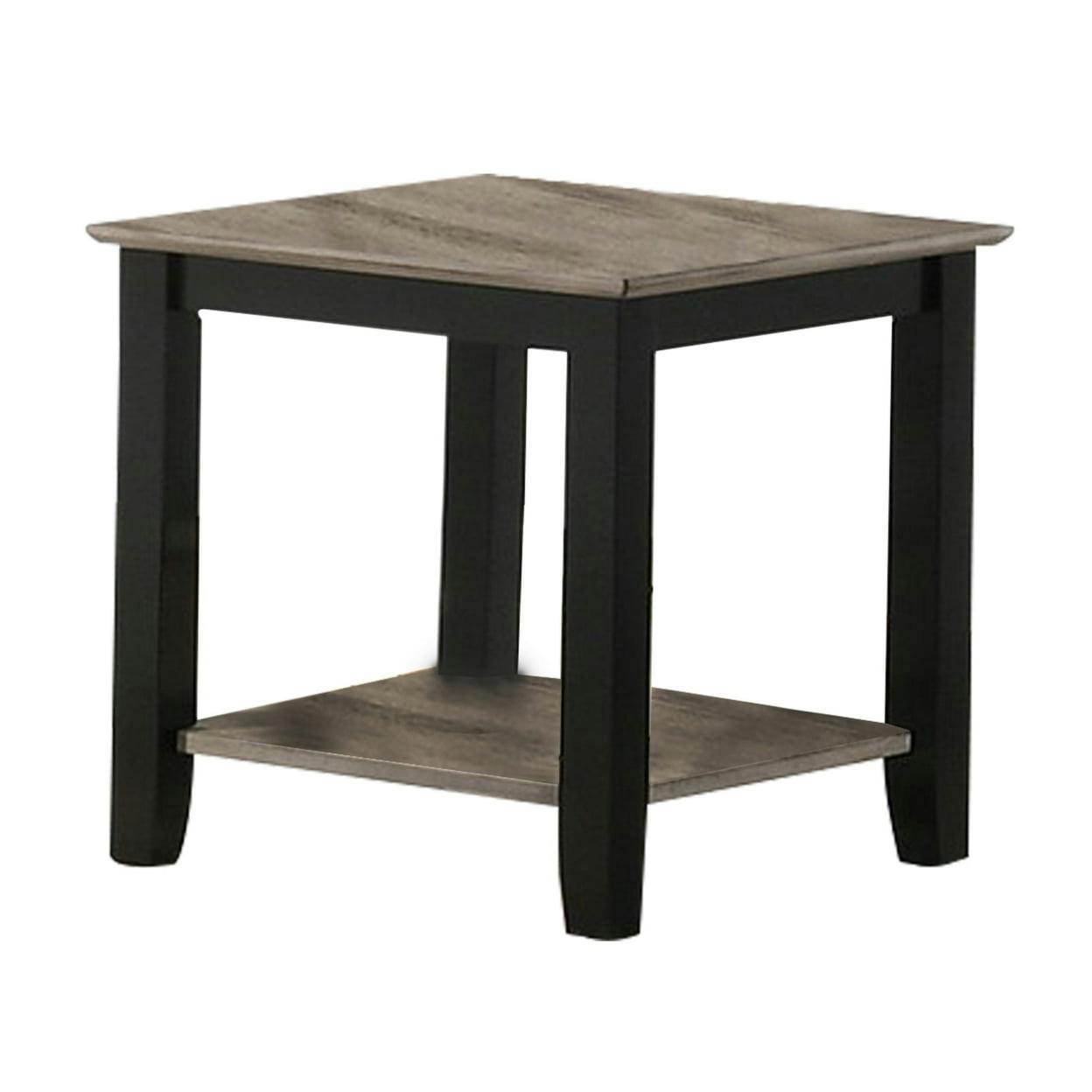 Chamfered Leg 22" Square Wooden End Table in Black and Gray
