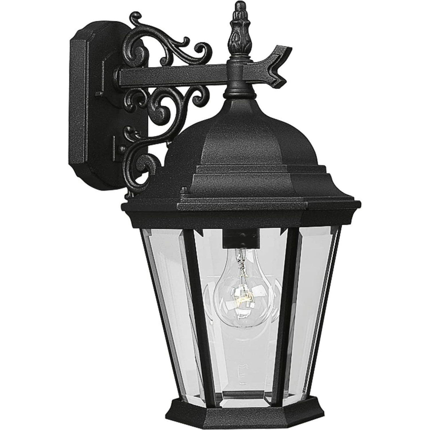 Elegant Black Aluminum Outdoor Wall Lantern with Clear Beveled Glass