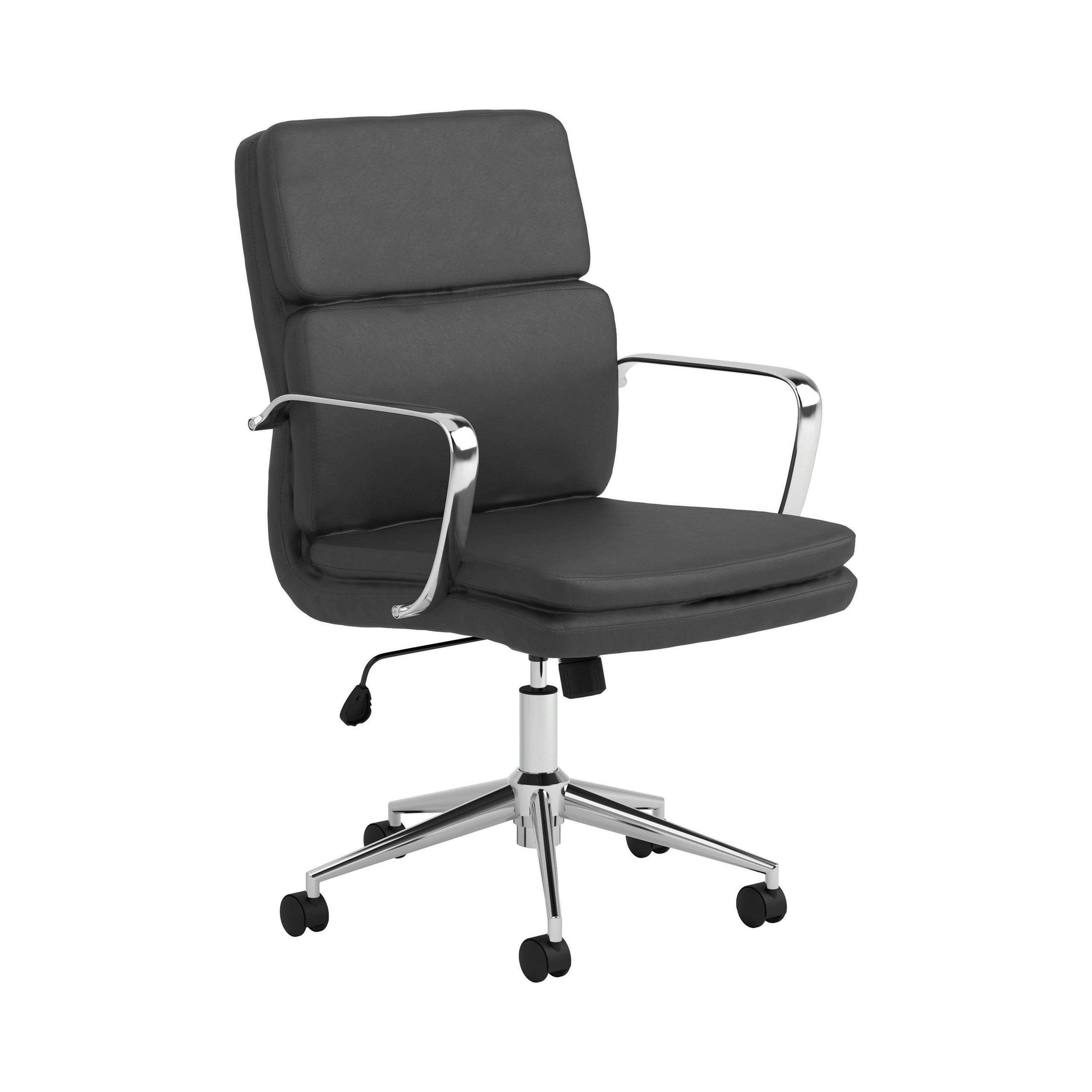 Ximena Transitional Black Leatherette and Chrome Desk Chair
