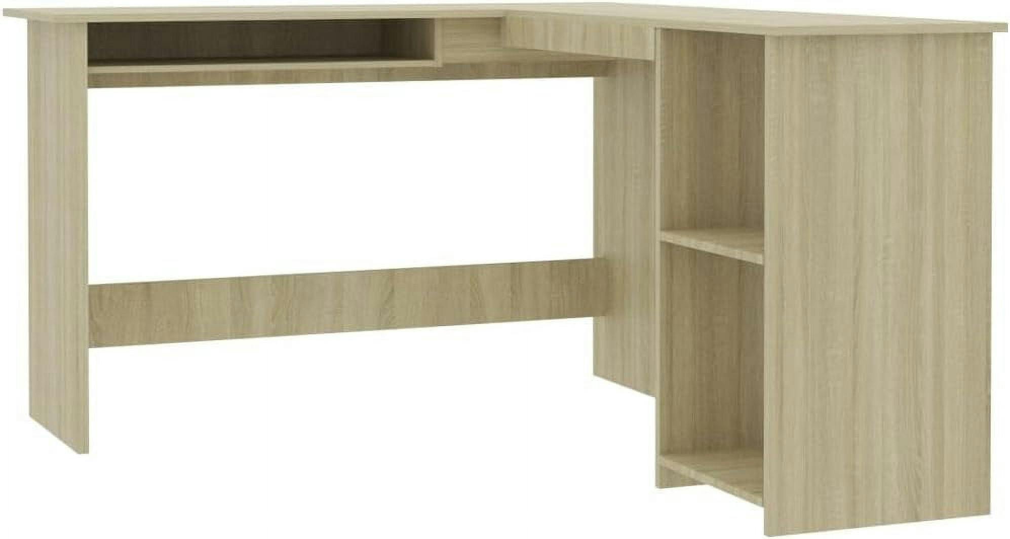 Sonoma Oak L-Shaped Corner Desk with Keyboard Tray and Filing Cabinet