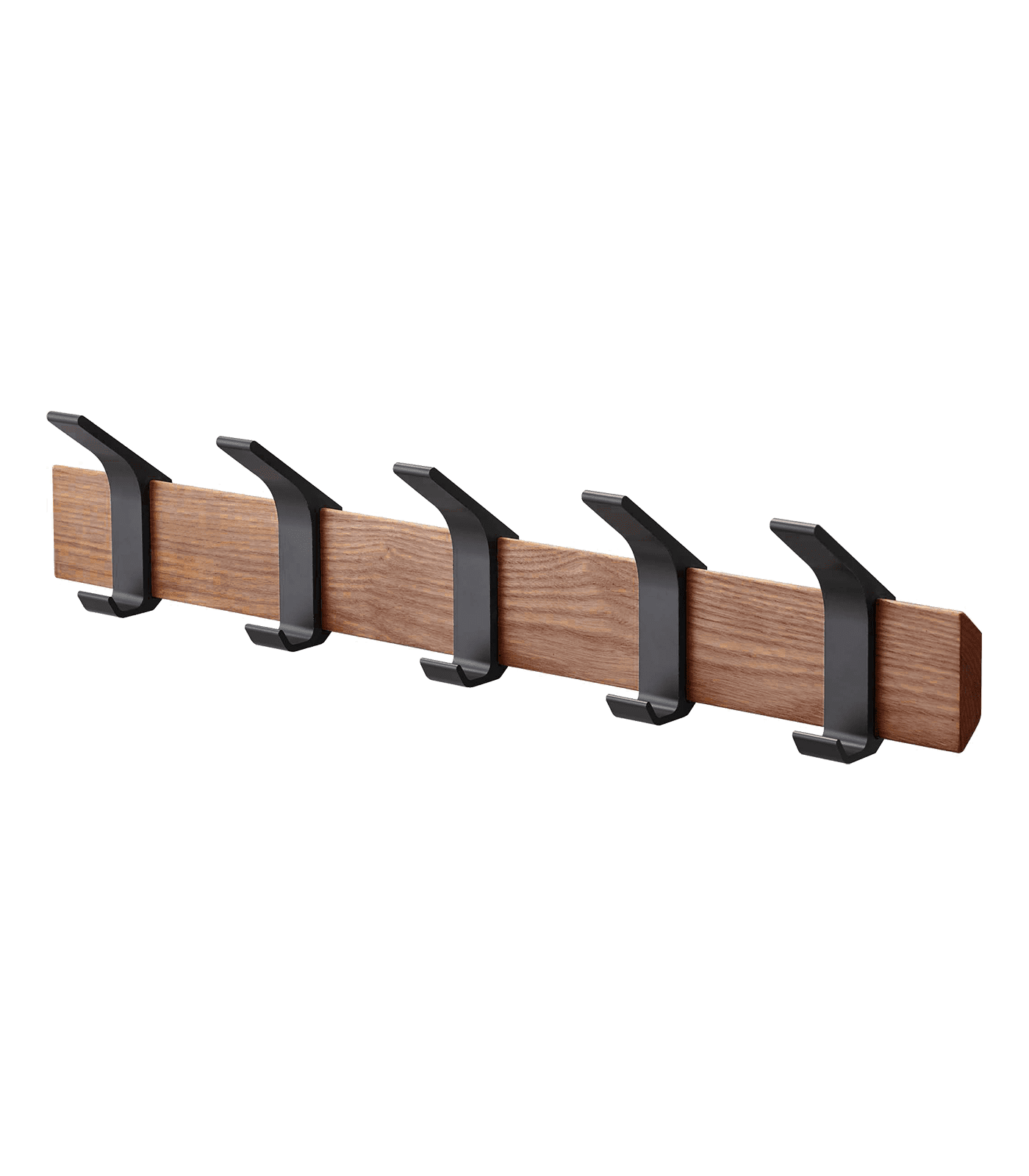 Modern Urban Walnut and Steel Adjustable Wall-Mounted Coat Hanger