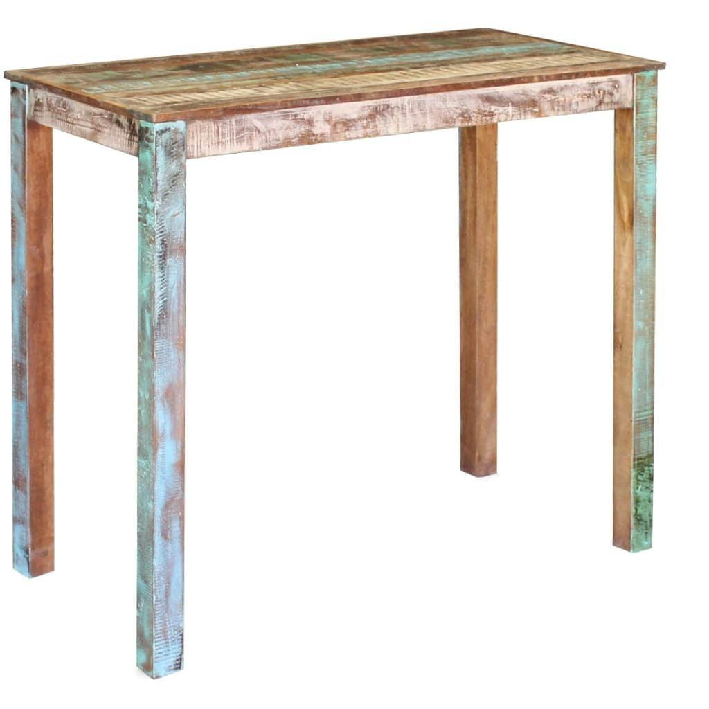 Retro Reclaimed Wood Polished Bar Height Table 45"