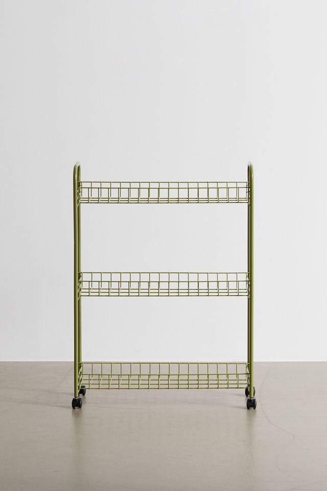 Olive Green 3-Tier Rust-Resistant Steel Rolling Cart