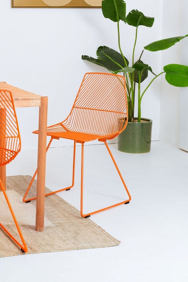 Ethel Minimalistic Orange Wire Dining Chair