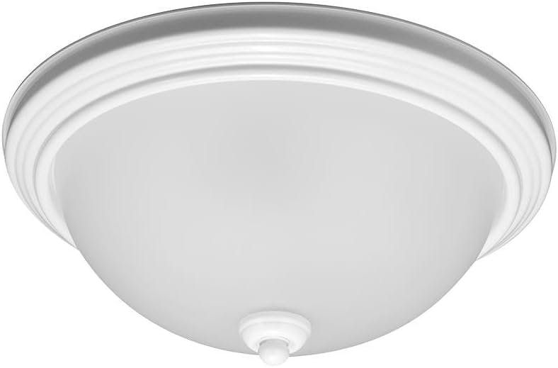 Transitional 14.5'' White Glass Bowl Flush Mount Ceiling Light