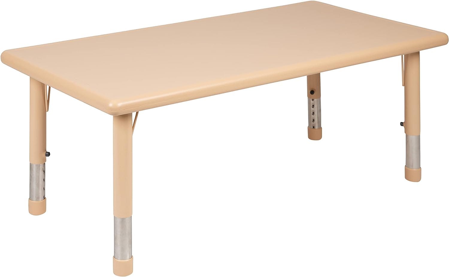 Adjustable Natural Plastic Rectangular Activity Table for Kids
