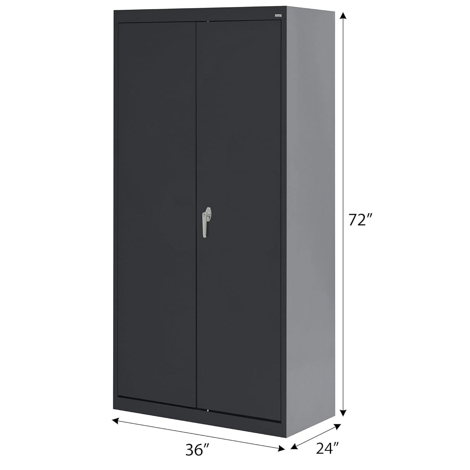 Transitional Black Steel Full-Height Combination Wardrobe Cabinet