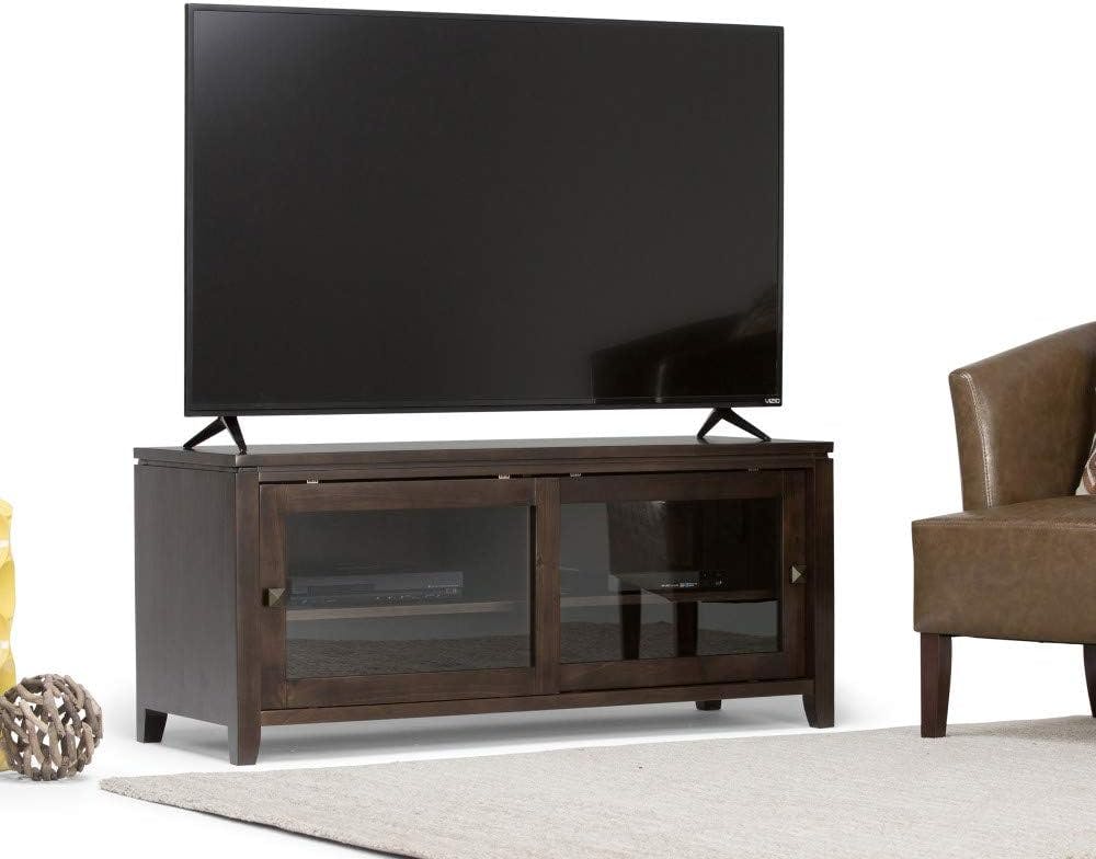 Cosmopolitan Mahogany Brown Solid Wood TV Stand with Cabinet