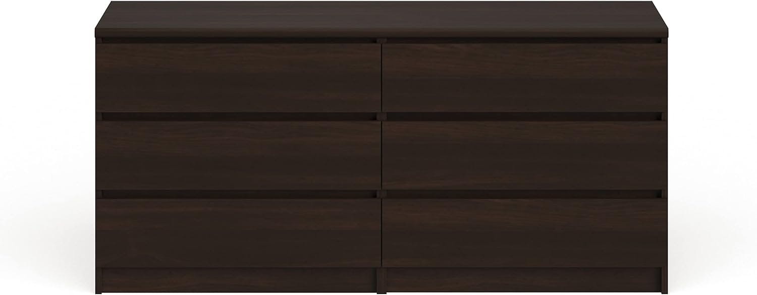 Scottsdale Modern Black Woodgrain 6-Drawer Double Dresser