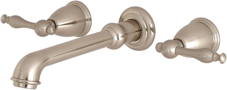 Naples Dual-Lever Wall-Mount Roman Tub Faucet in Brushed Nickel