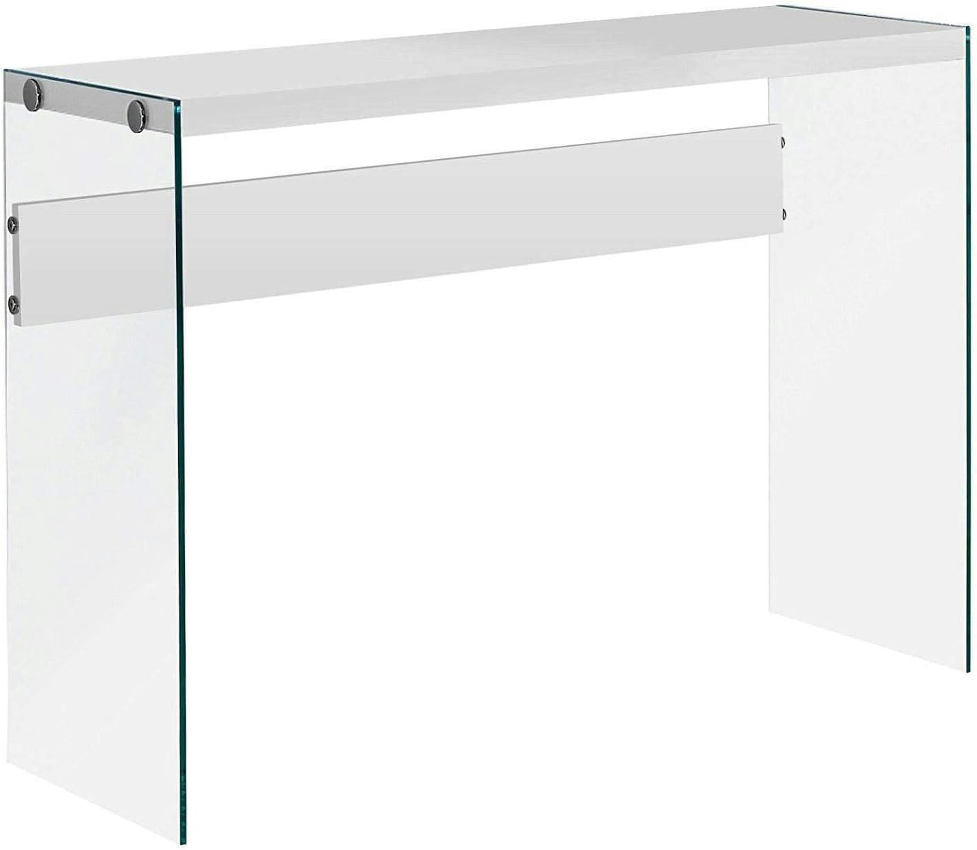Sophisticated Glossy White and Glass 44" Contemporary Console Table