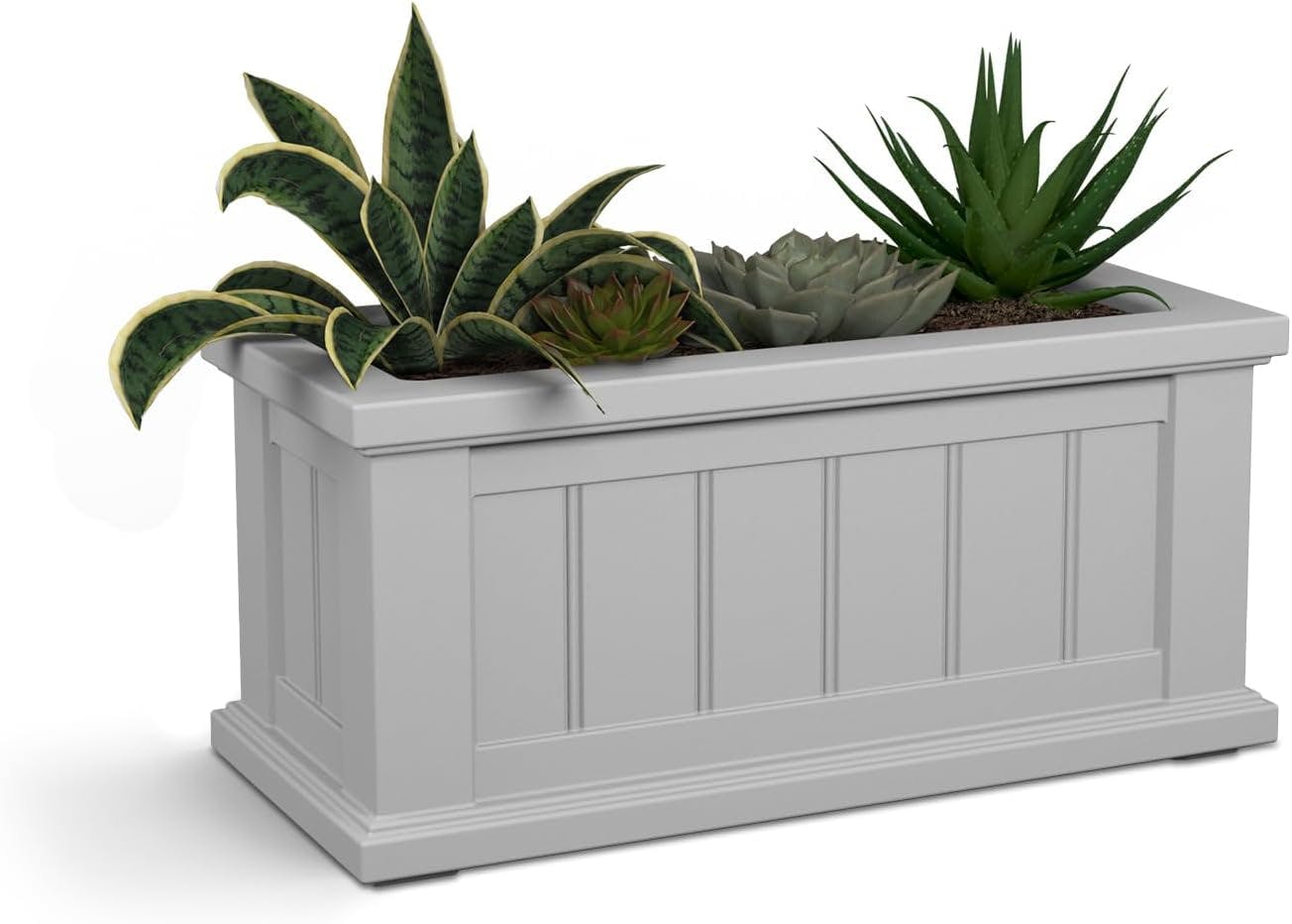 Cape Cod 24" White Rectangle Self-Watering Polyethylene Outdoor Planter