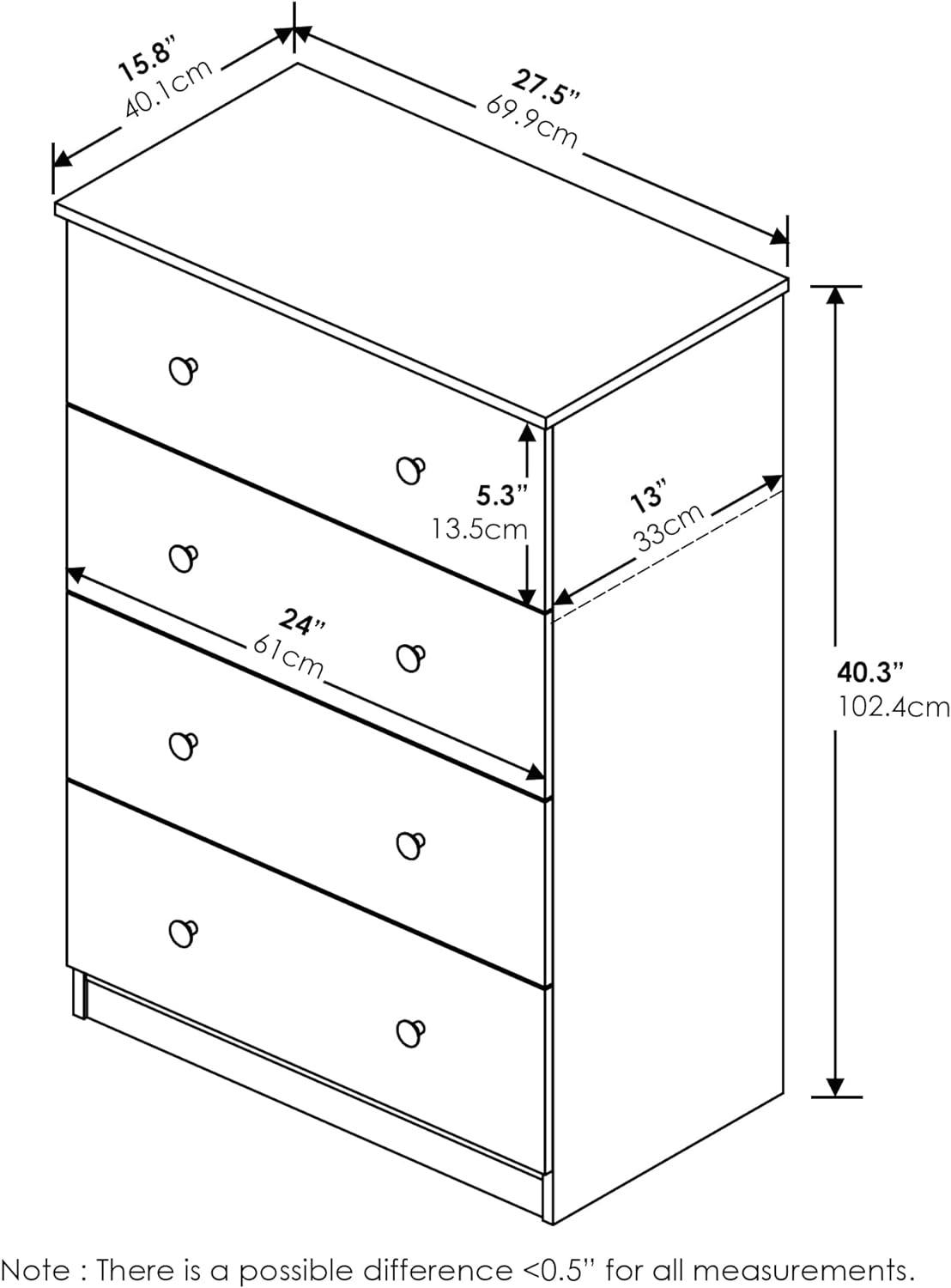 Americano Vertical 4-Drawer Simple Design Dresser