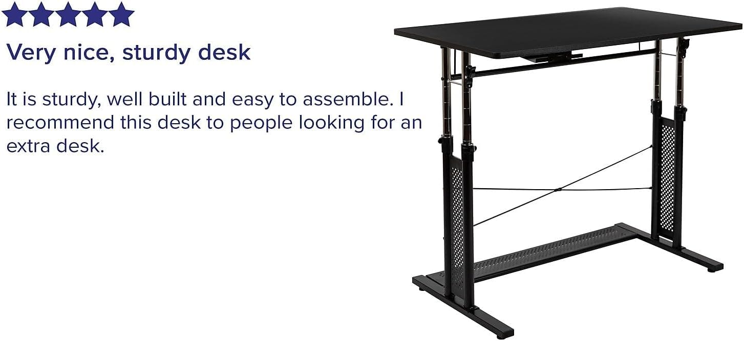 Modern Black 39.3" Adjustable Height Steel Sit/Stand Desk