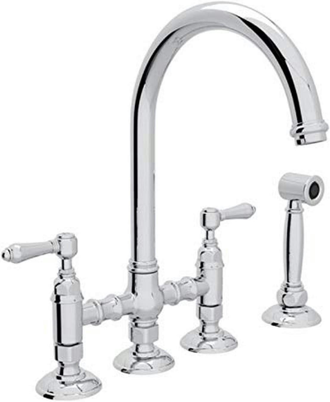 Classic Polished Nickel Kitchen Faucet with Sidespray and Dual Handles