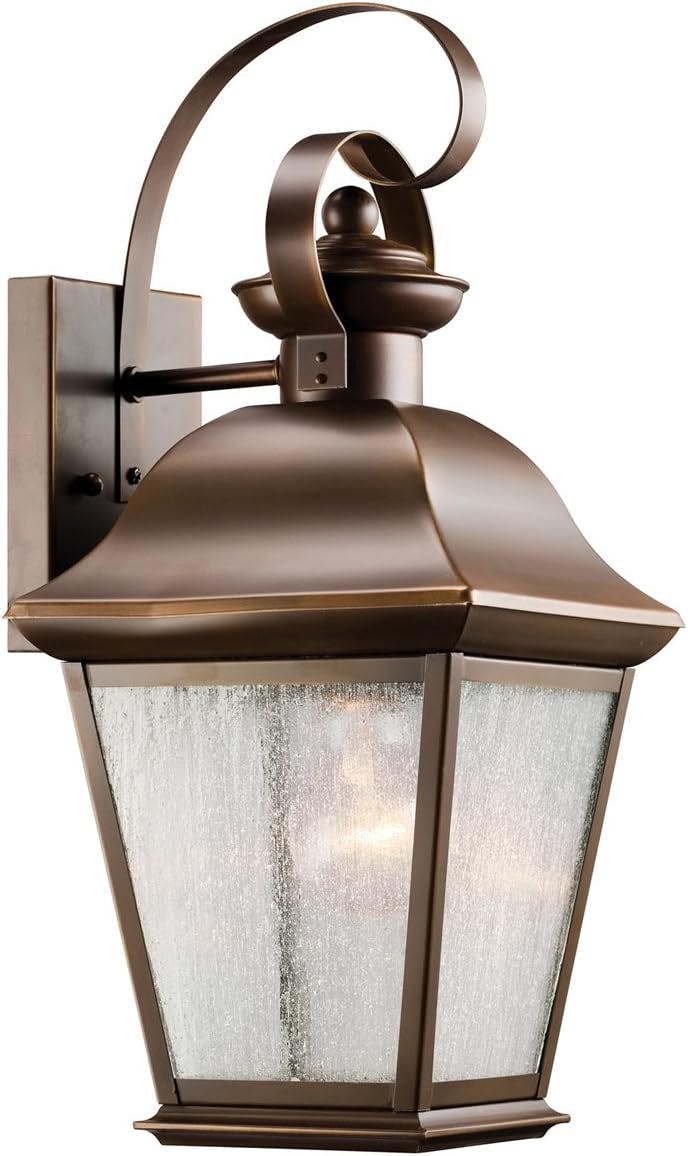 Classic Bronze Lantern Wall Sconce with Clear Glass - 16.75"