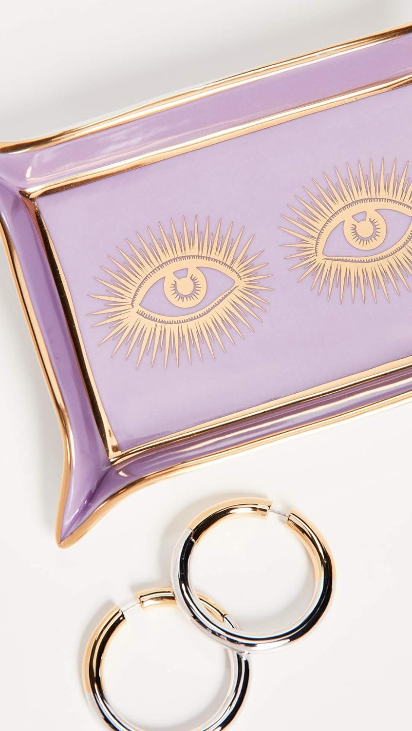 Amethyst Eyes Porcelain Valet Tray with 24-Karat Gold Accents