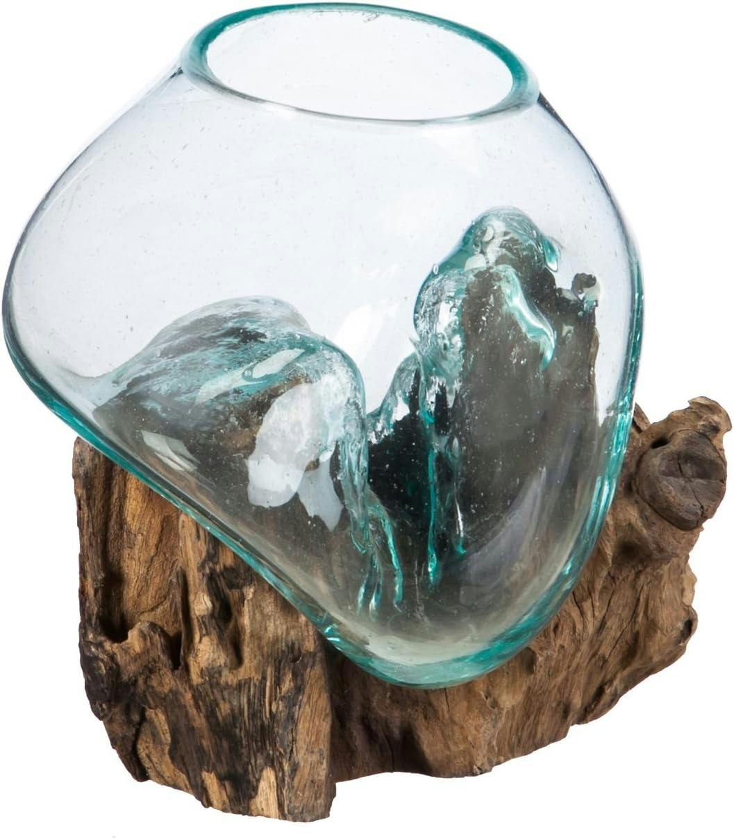 Elegant Driftwood & Glass Planter for Outdoor and Indoor Decor