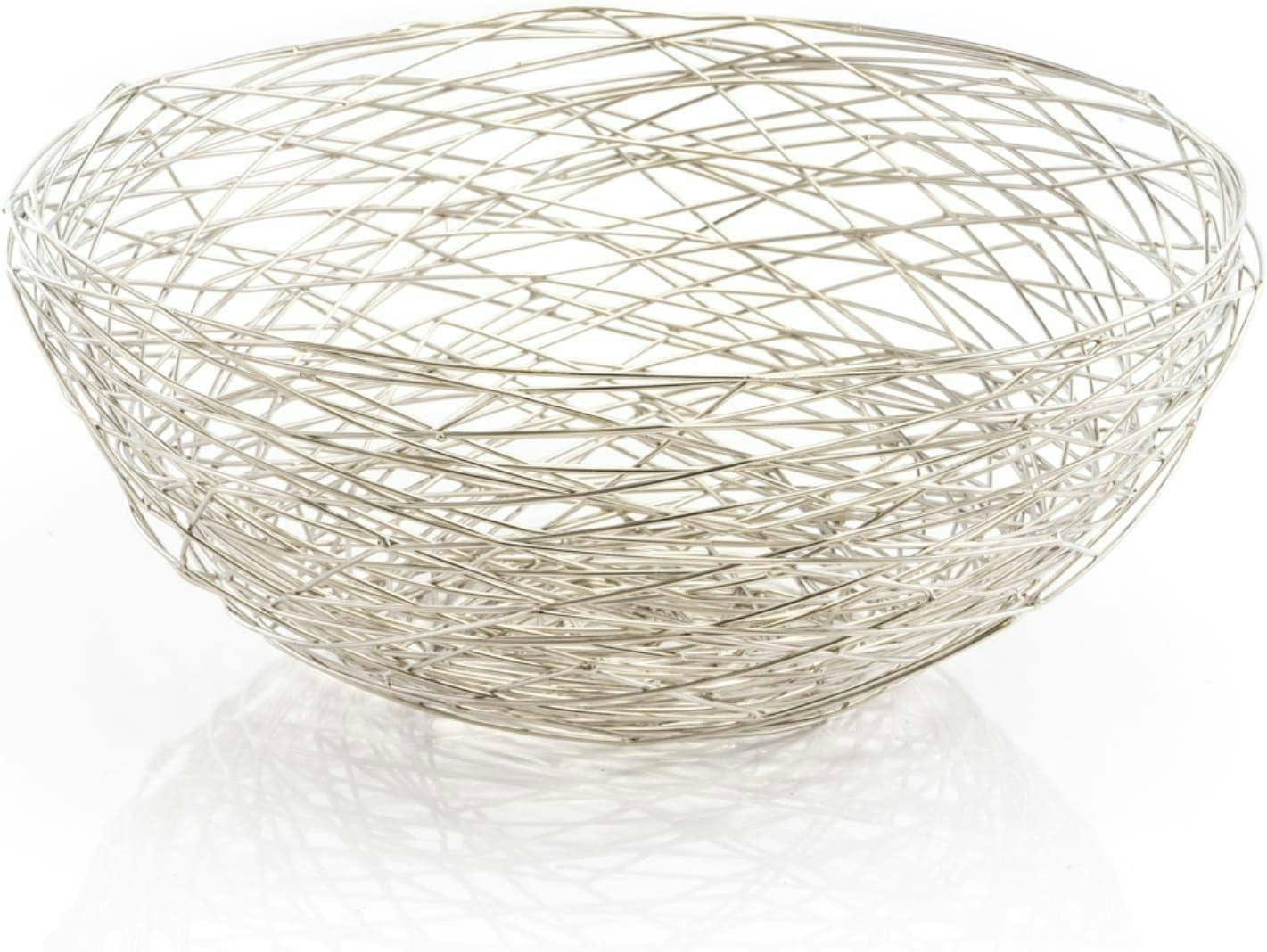 Elegant Silver Iron Wire 12oz Round Fruit Bowl