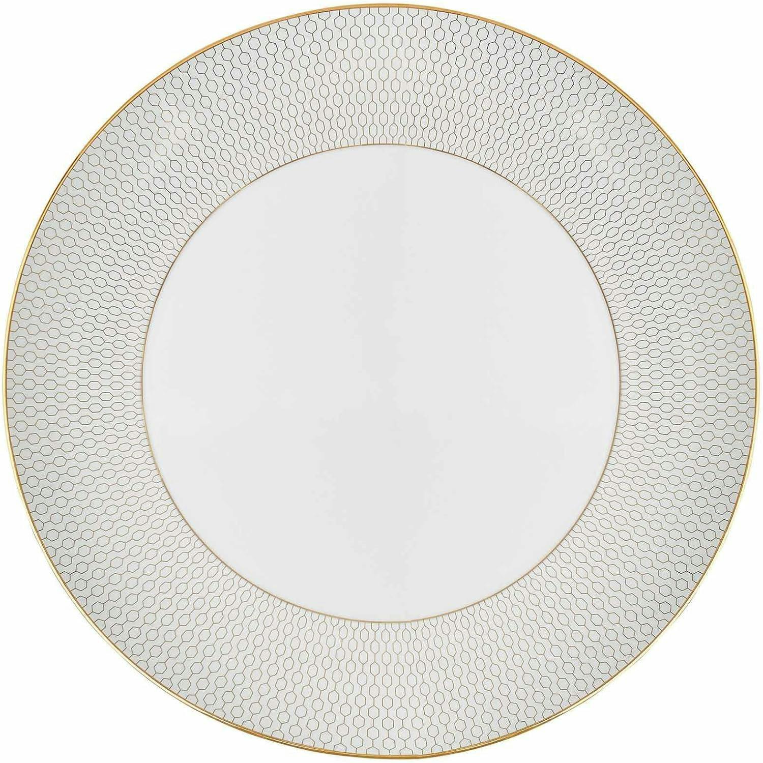 Elegant Gio Gold Porcelain Dinner Plate with Geometric Pattern