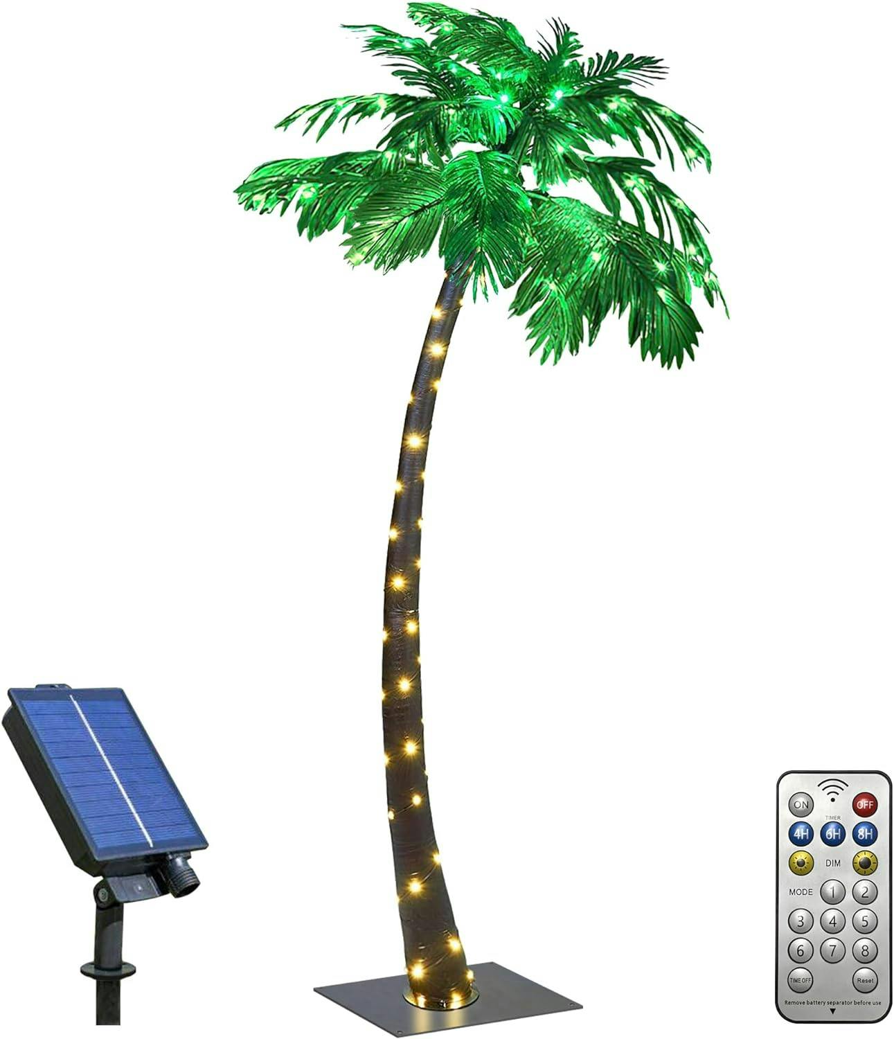 Tropical Bliss 7ft Green Silk Palm Tree with LED Lights