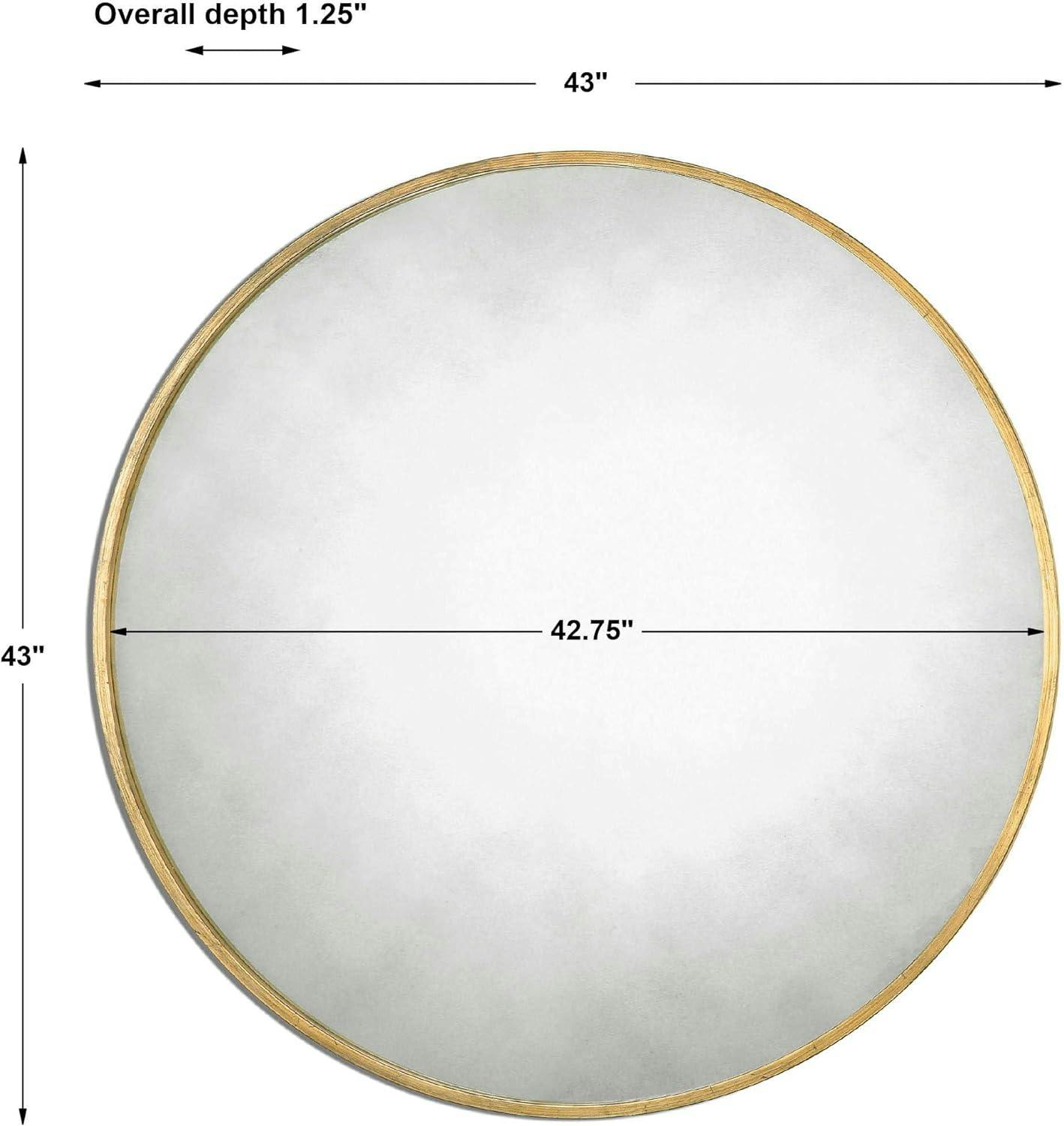 Elegant Round 43" Wood and Gold Contemporary Wall Mirror