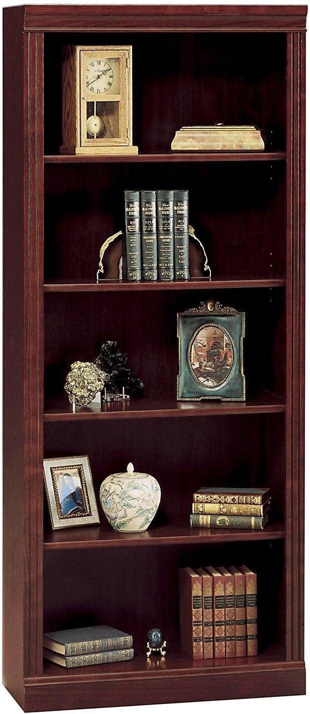 Saratoga Transitional 5-Shelf Adjustable Bookcase in Harvest Cherry