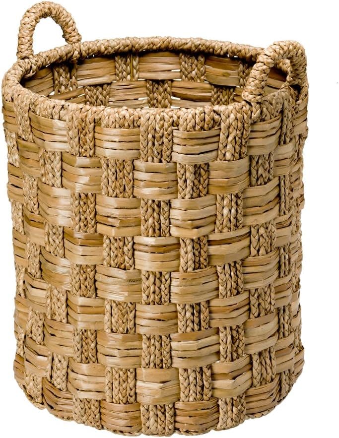 Elegant Tropical Seagrass Round Storage Basket, Brown