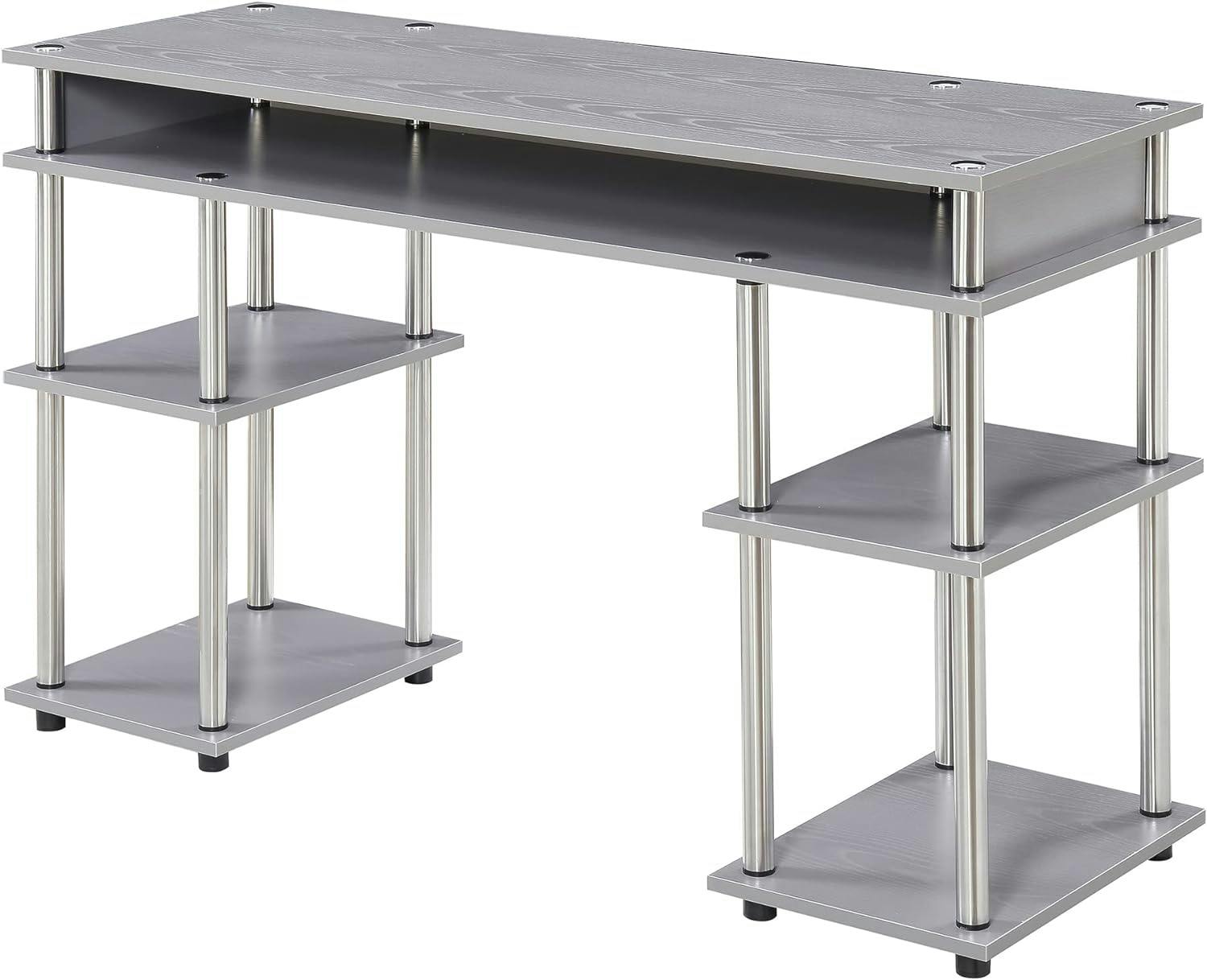 Modern Gray Particleboard Student Desk with Stainless Steel Legs