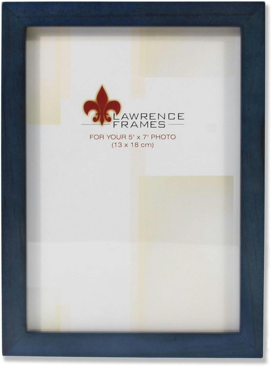Classic Blue Wood 5x7 Picture Frame for Tabletop or Wall Display