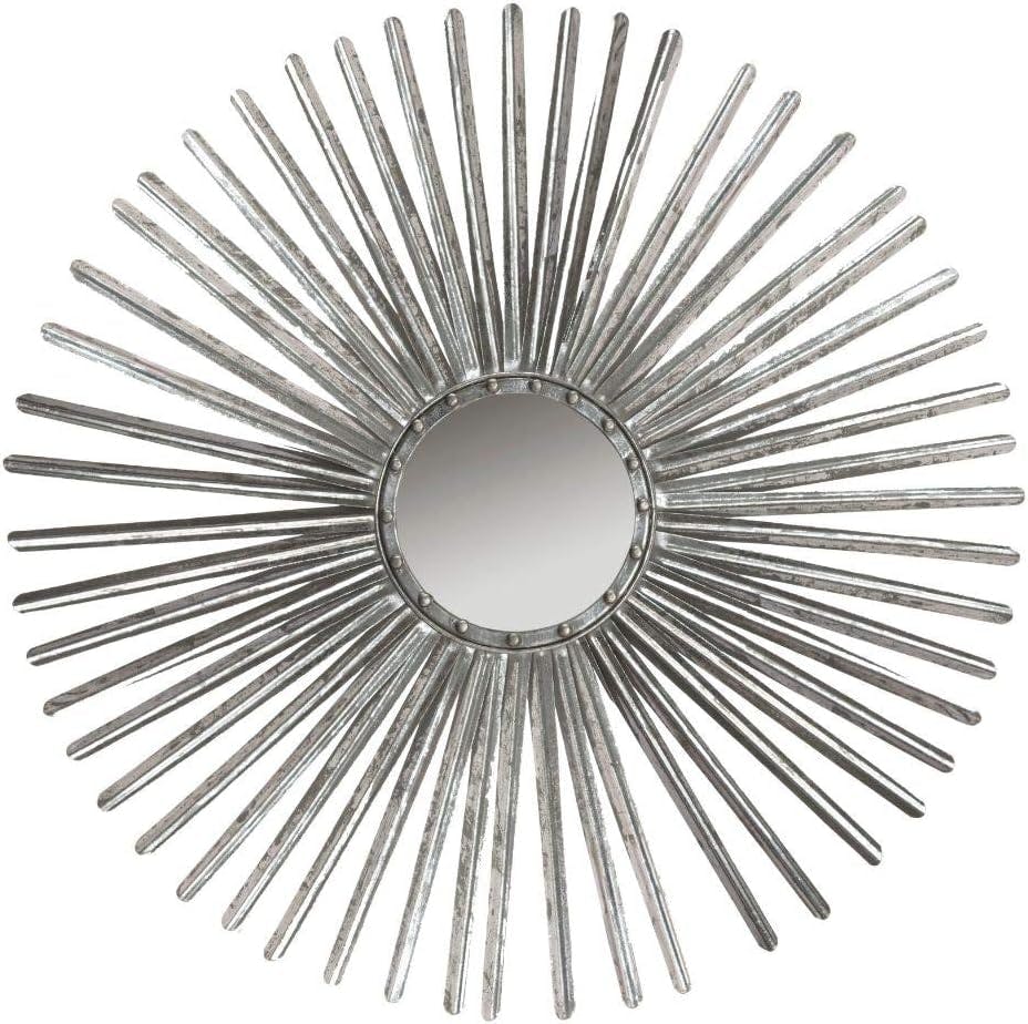Radiant Silver 33.5" Contemporary Sunburst Round Mirror
