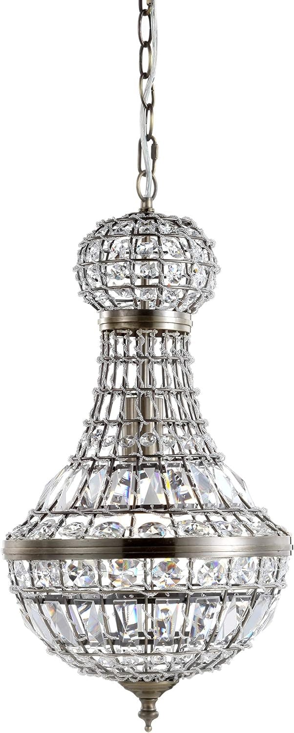 Regina Antique Brass 10" Crystal Empire LED Pendant Adjustable Height