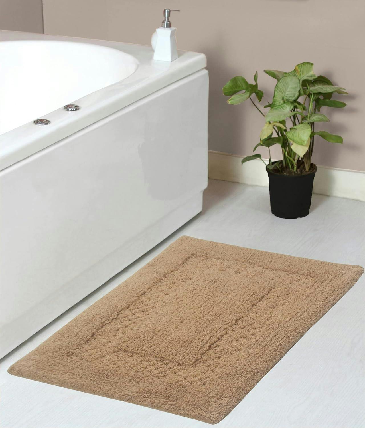 Classy Linen Cotton Bathmat 21"x34" with No-Slip Backing