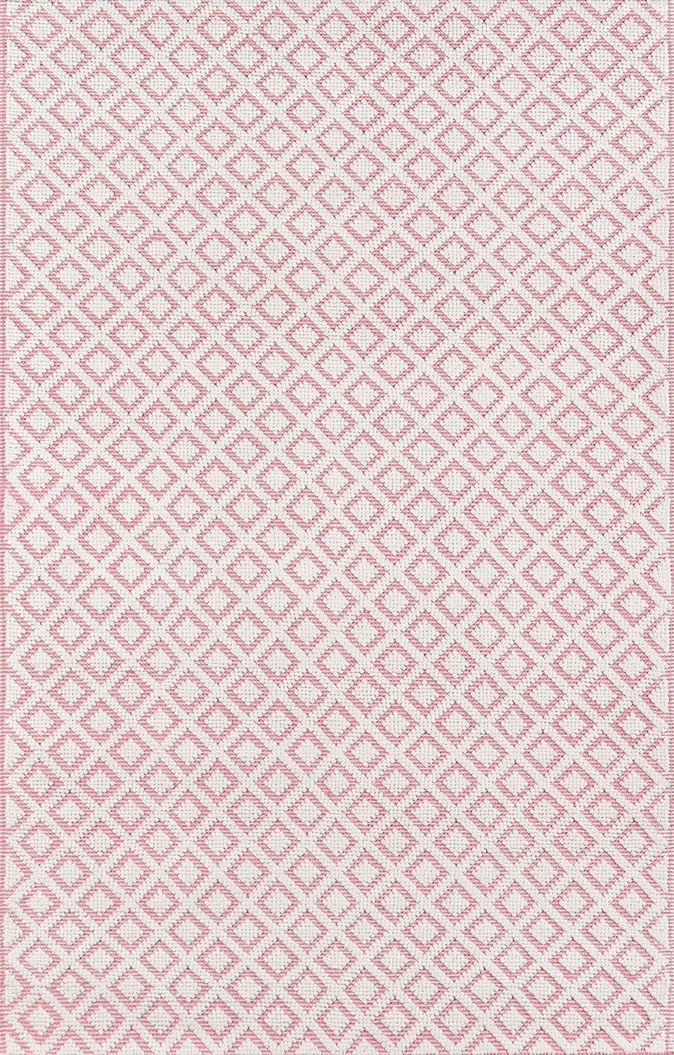 Heritage Pink Diamond Geometric Handwoven Wool-Cotton Rug, 3'6" X 5'6"